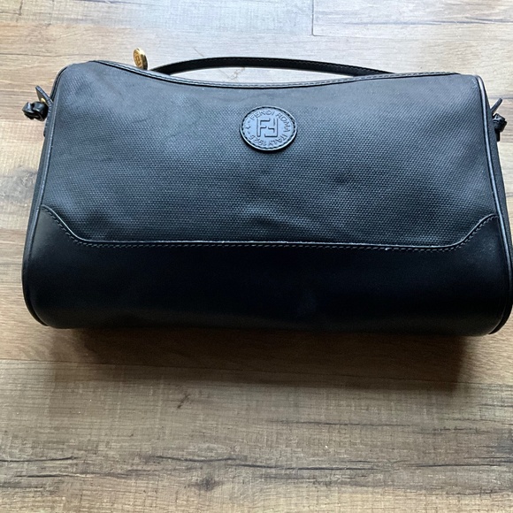 Fendi crossbody signature dark gray on black penguin stripe.  66-A2a - Picture 13 of 14